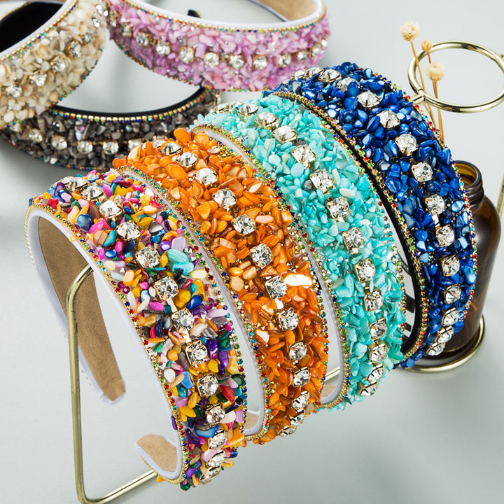 Jeweled Beaded Headband - Colorful Crystal Statement Piece