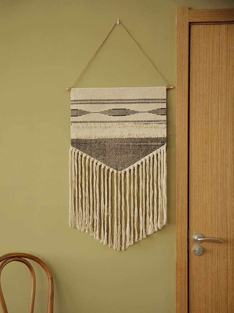 Boho Woven Wall Tapestry for Warm Textured Home Decor