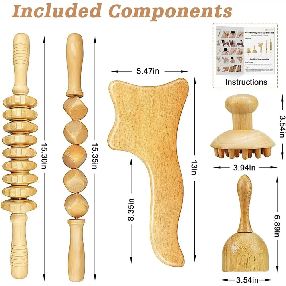 Wood Therapy Massage Tools Set — Hand-Crafted Meridian Release