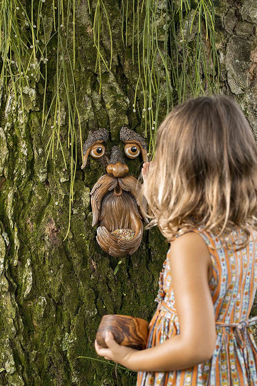 Bird Feeder Tree Face Garden Decor for Outdoor Walls