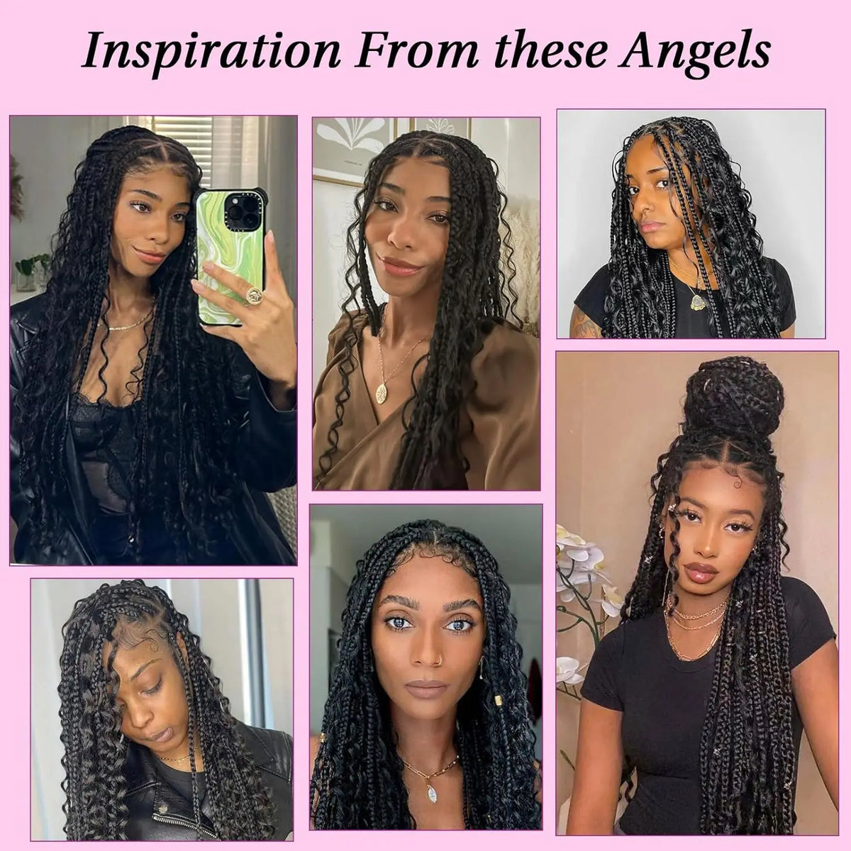 36-Inch Knotless Braided Wig With 360° Styling Looks
