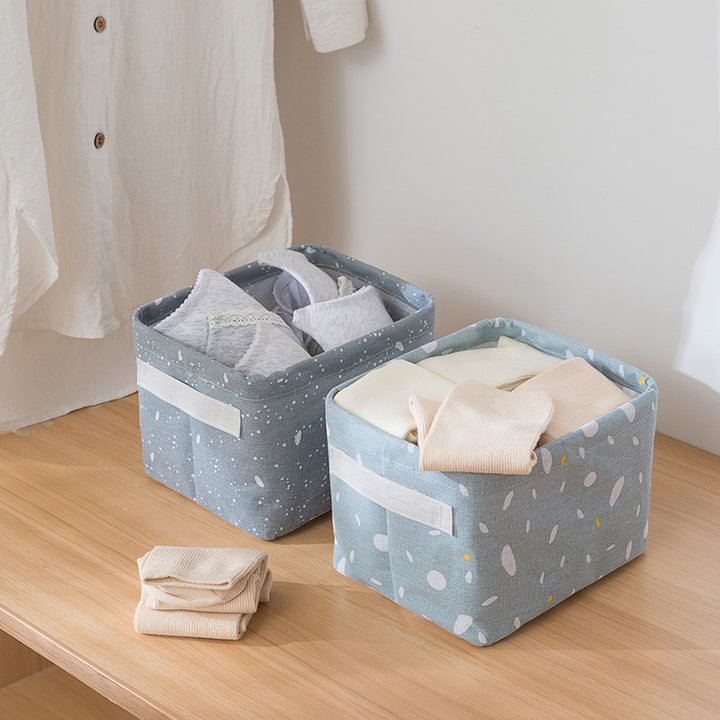 Cotton Linen Fabric Storage Basket for Desk and Bathroom