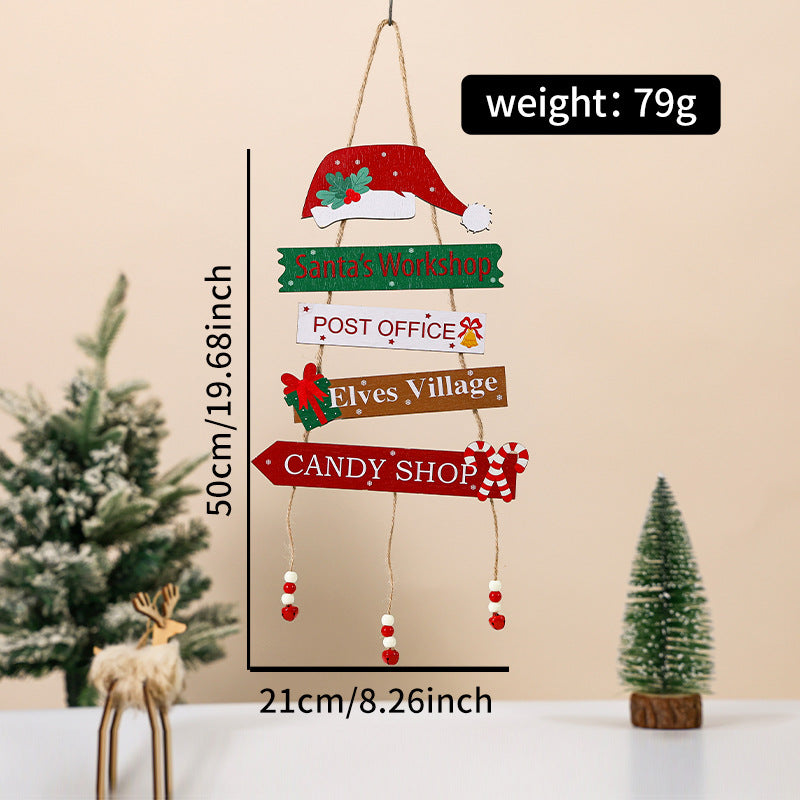 Wooden Christmas Hanging Sign - Rustic Holiday Wall Decor
