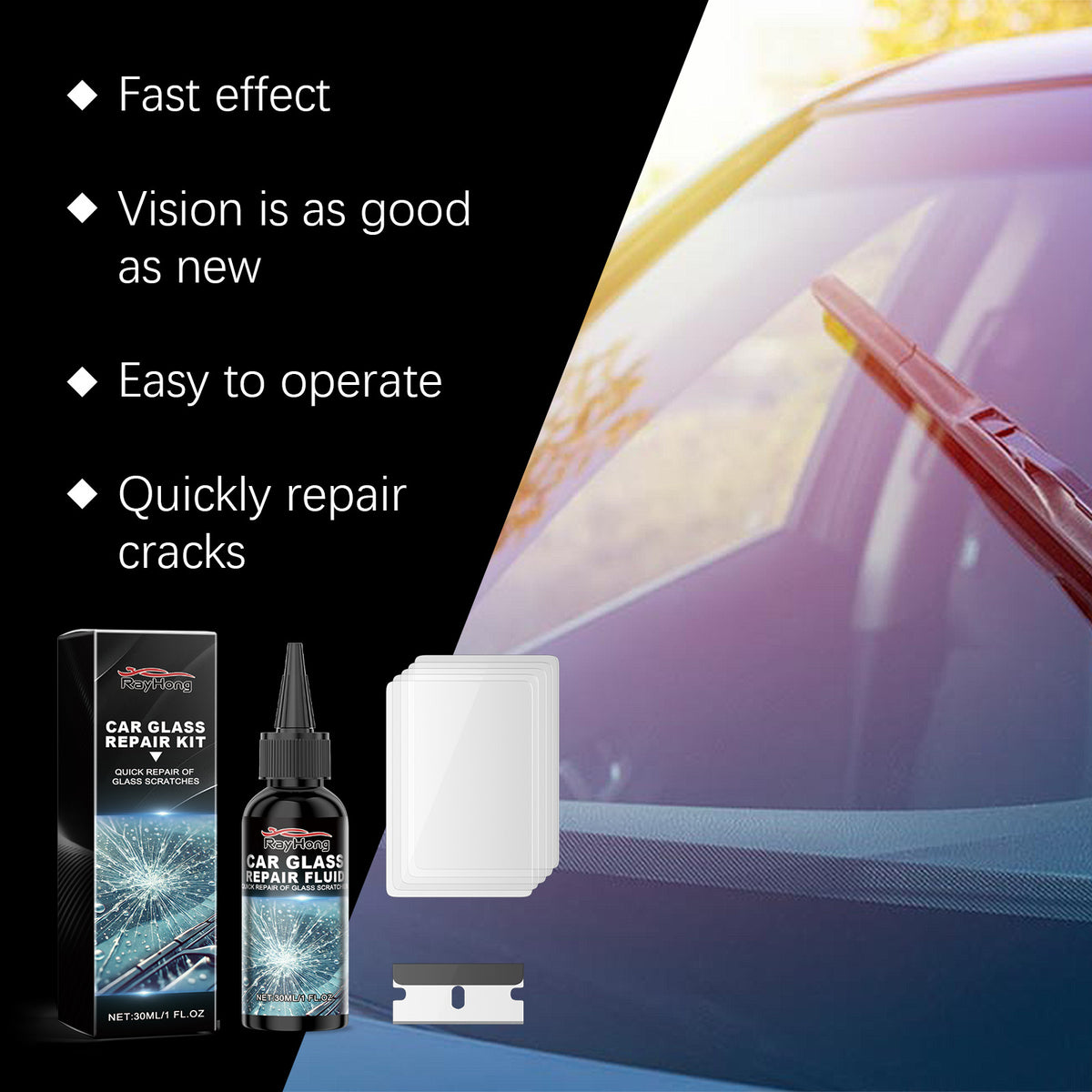 Windshield Crack Repair Kit for Clearer, Safer Driving