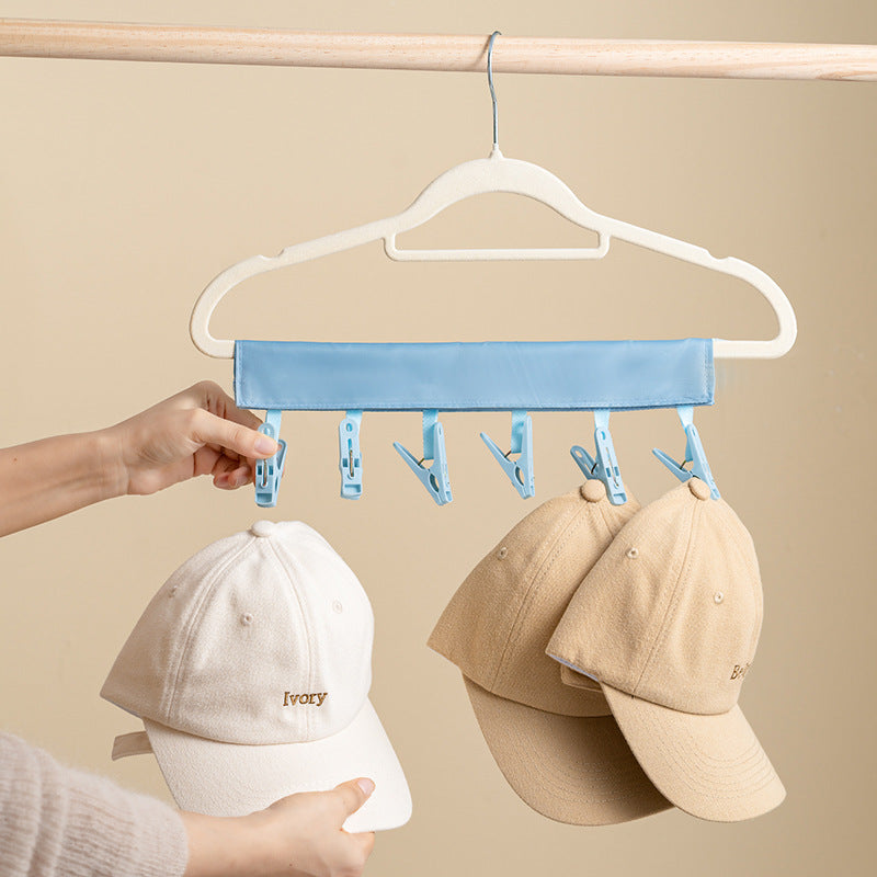 Portable Hat Drying Hanger with Spring Clips for Caps