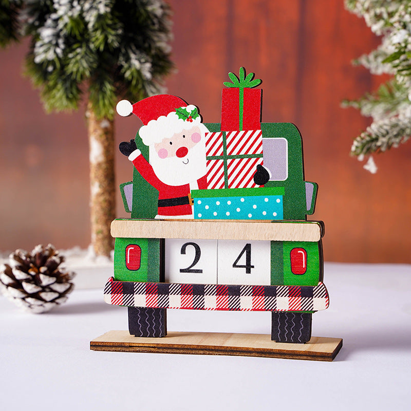 Wooden Christmas Advent Calendar Tabletop Ornament