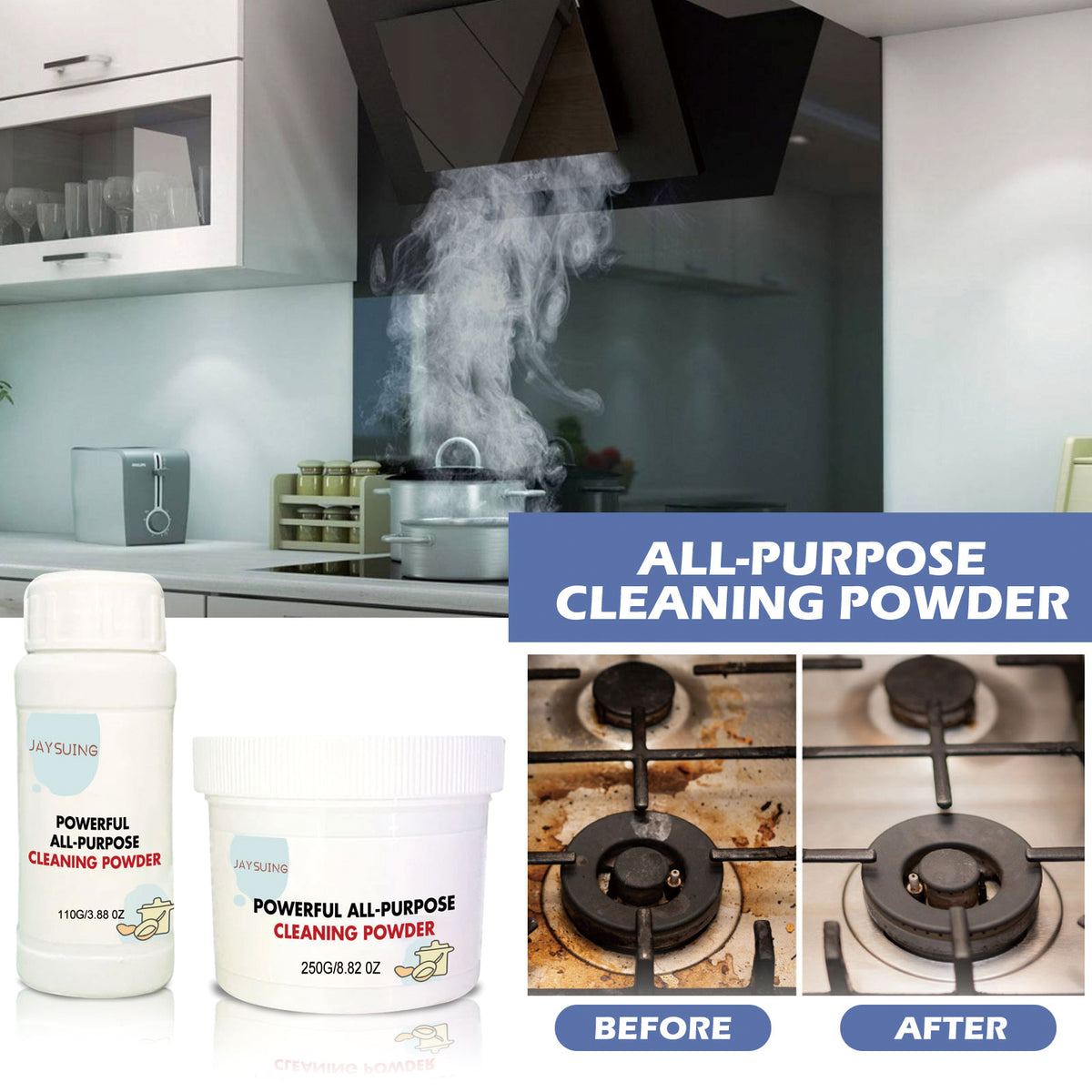 Kitchen Cleaning Powder for Grease, Grime and Rust