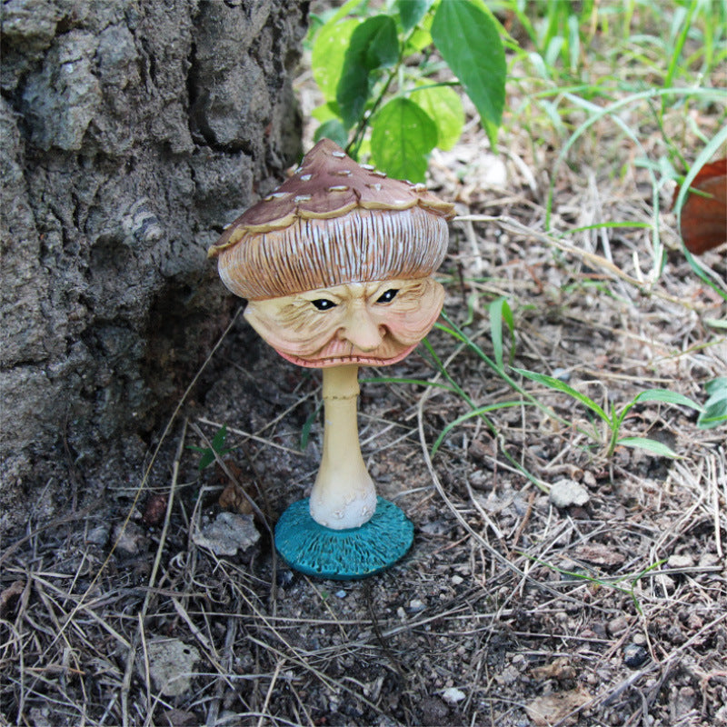 Funny Mushroom Garden Statue, Hand-Painted Resin Decor
