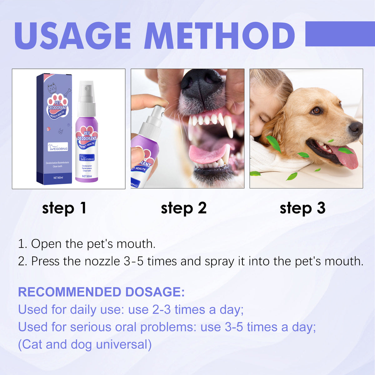 Pet Oral Spray for Fresher Breath and Cleaner Teeth