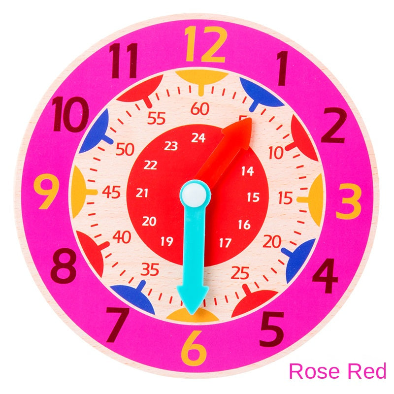 Children's Wooden Learning Clock Toy for Telling Time