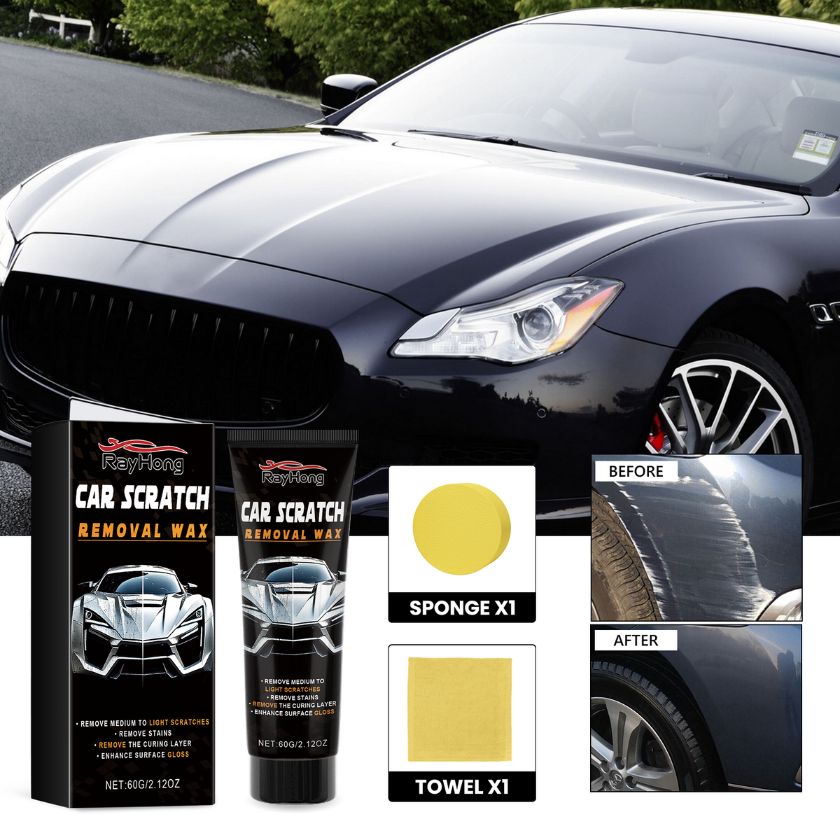 Car Scratch Removal Wax for Light Scratch Repair Gloss