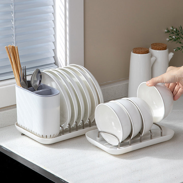 Dish Drying Rack Set with Drain Tray and Utensil Caddy