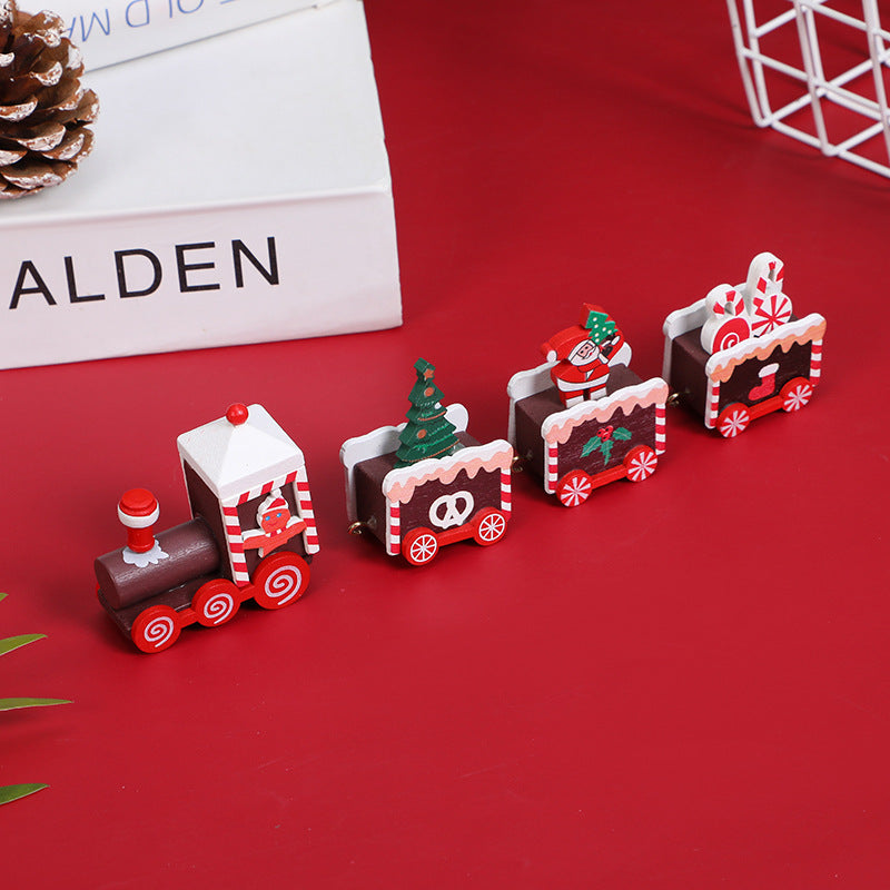 Wooden Christmas Train Decoration for Festive Tables