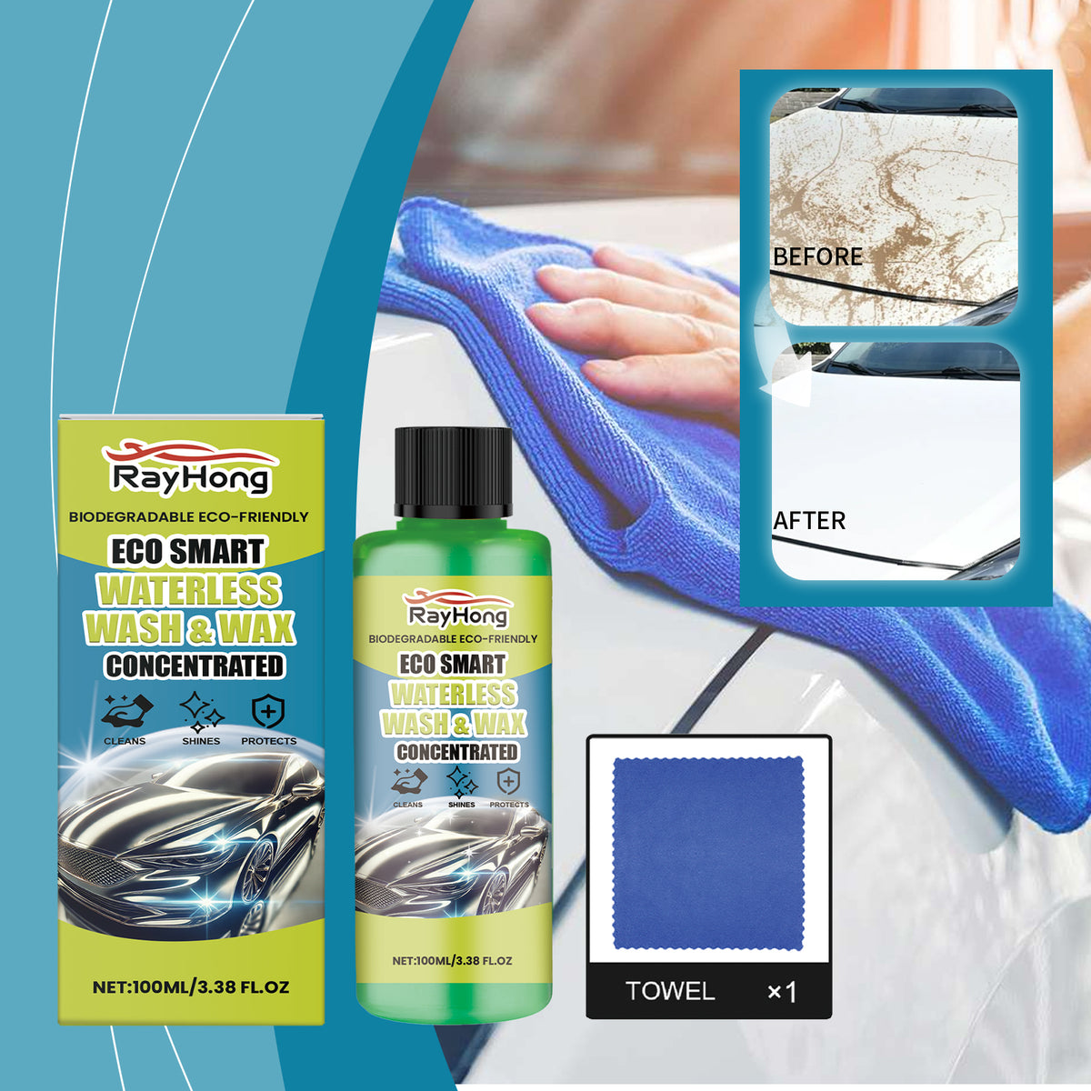 Waterless Car Wash Cleaner for Quick Shine & Protection