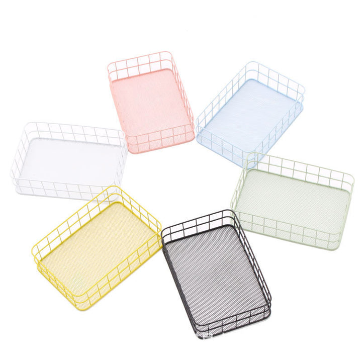 Pastel Wire Desktop Storage Basket for Cosmetics & Desk