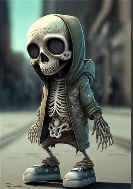 Hooded Skeleton Figurine for Gothic Halloween Decor
