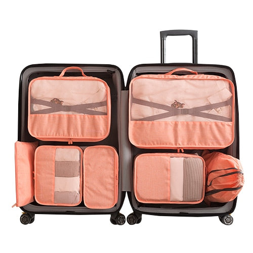 7 Piece Packing Cube Set for Organised Travel Luggage