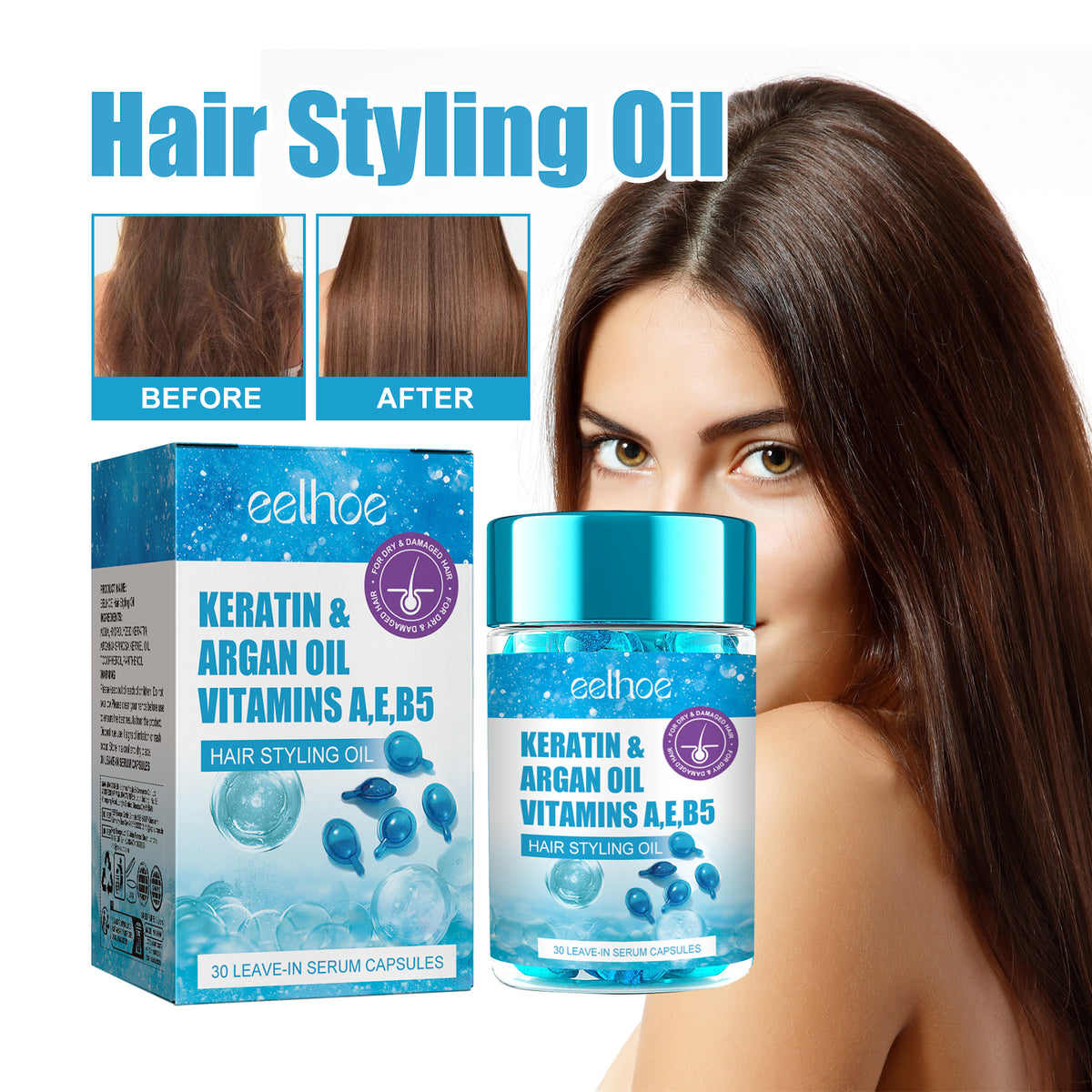 Hair Serum Capsules for Smooth, Shiny, Manageable Hair