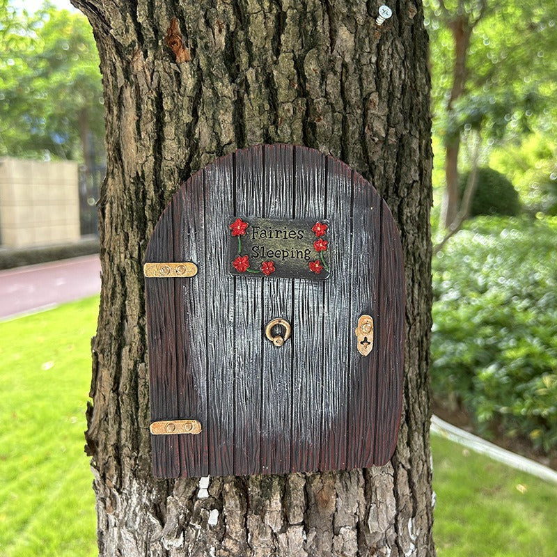 Fairy Door Tree Decor with Glowing Windows for Gardens