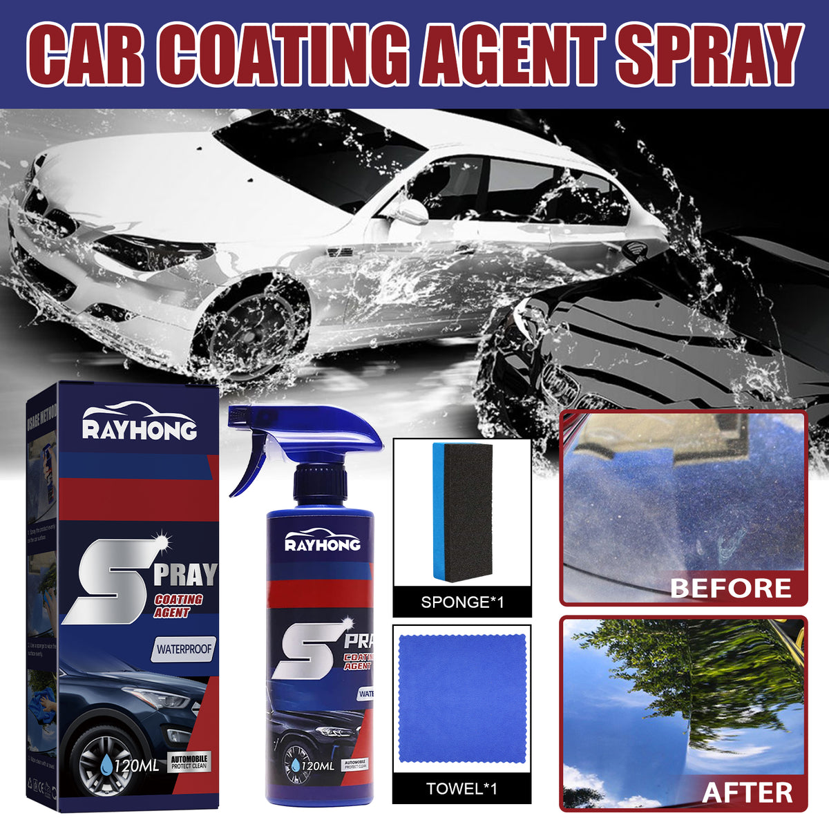 Car Coating Spray for Glossy Water-Repellent Paint