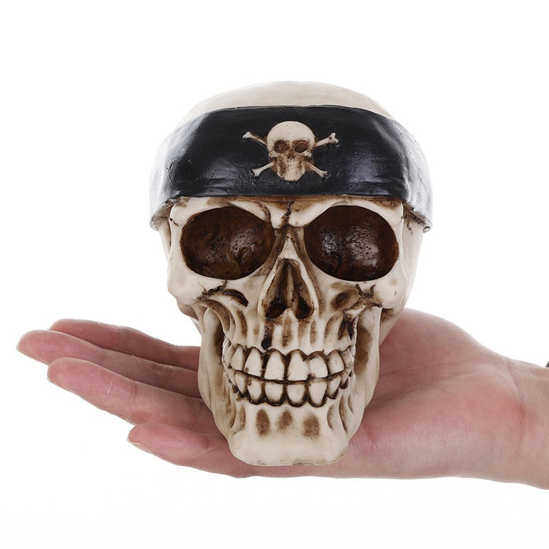 Black Skull Resin Ornament for Gothic Pirate Decor