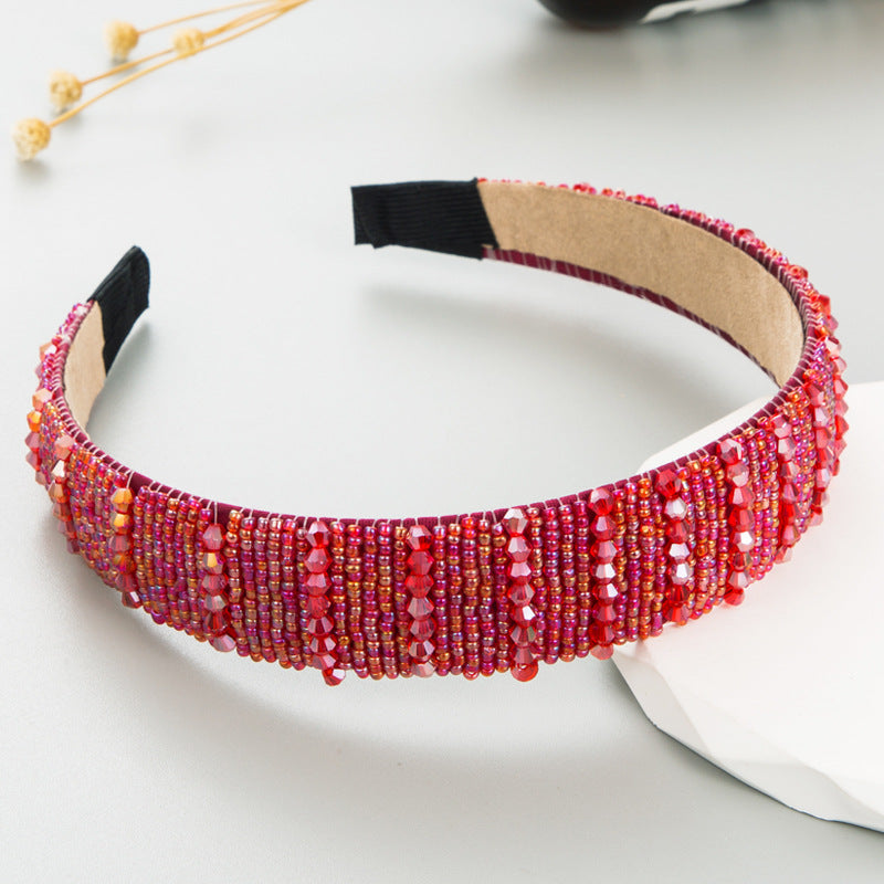 Beaded Headband for Face Washing & Bright Colorful Style