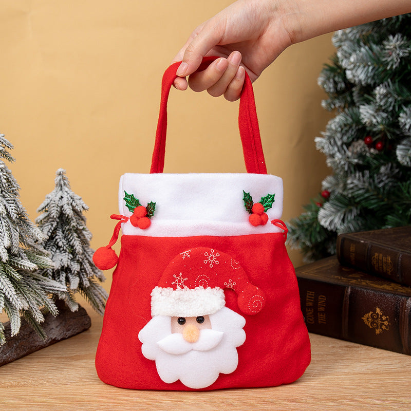 Christmas Drawstring Gift Bag With Plush Characters