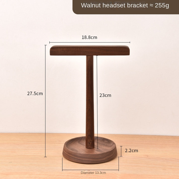 Walnut Wood Headphone Stand with Long Arm & Stable Base