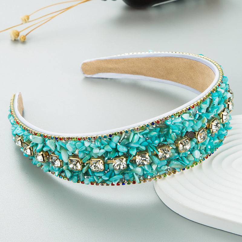 Jeweled Beaded Headband - Colorful Crystal Statement Piece