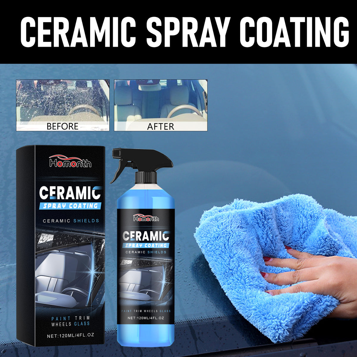 Ceramic Glass Coating for Clearer Car Windows & Shine