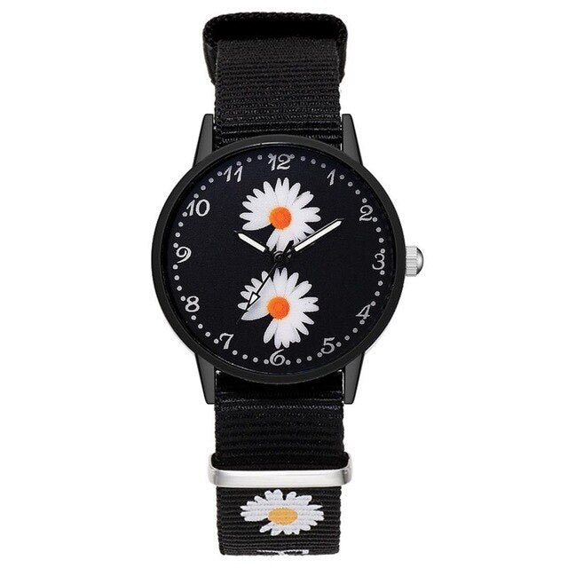 Daisy Print Women's Watch with Matching Braided Bracelet