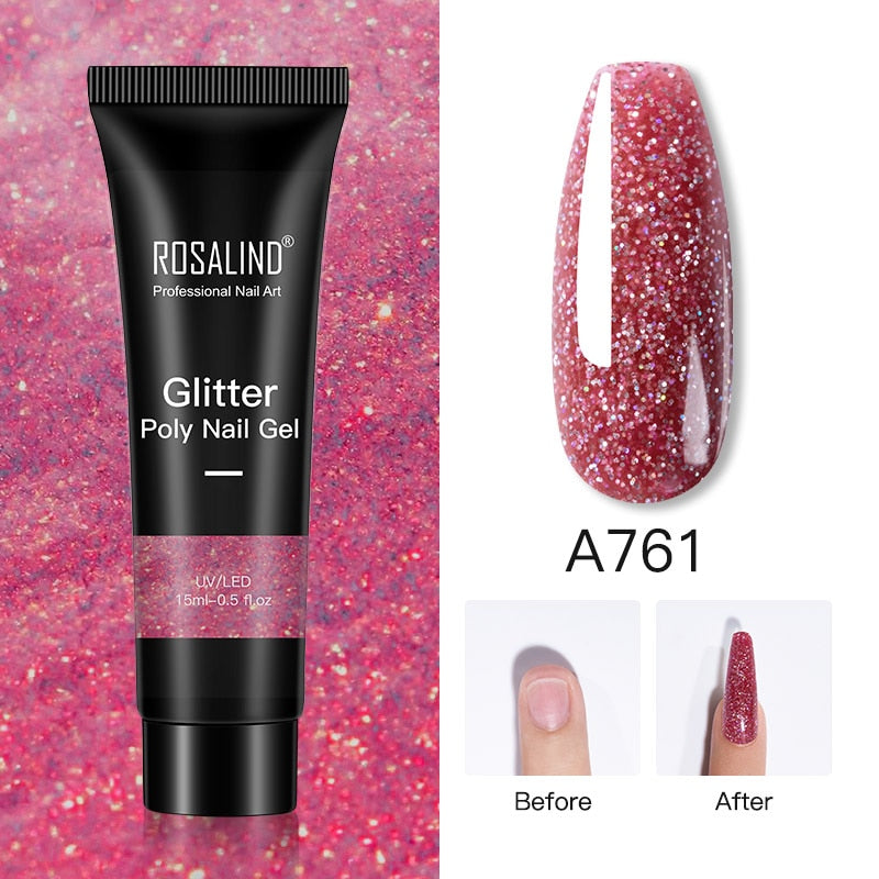 Glitter Poly Nail Gel Extensions for Salon-Style Sparkle
