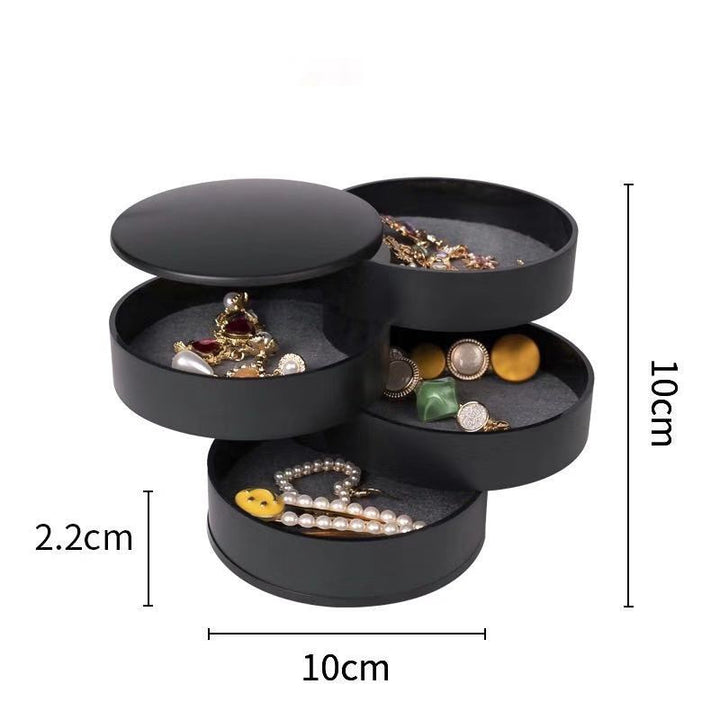 Rotating Jewelry Organizer Box with Mirror and Felt Trays
