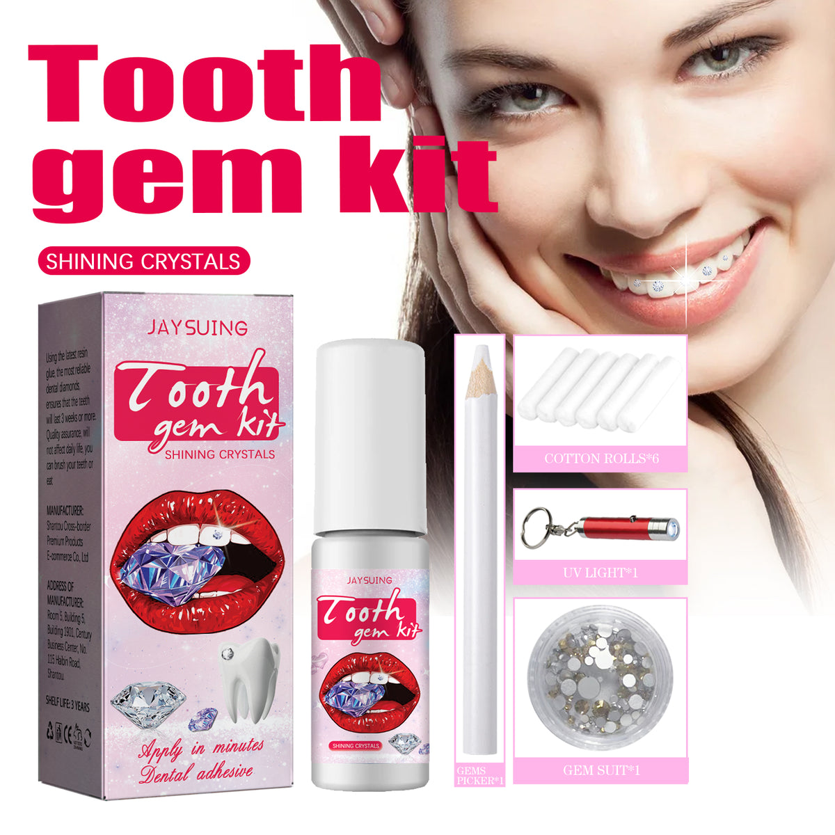 Tooth Gem Kit with UV Light for Sparkling Smile Styling