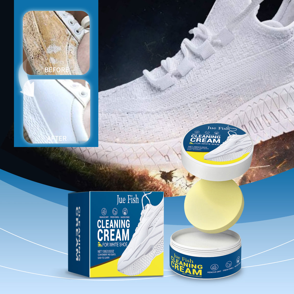 White Shoe Cleaning Cream - No-Wash Stain Remover