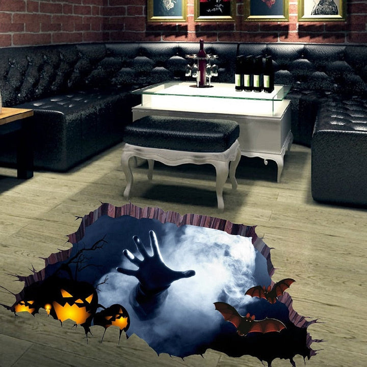 3D Halloween Broken Wall Sticker for Spooky Decor