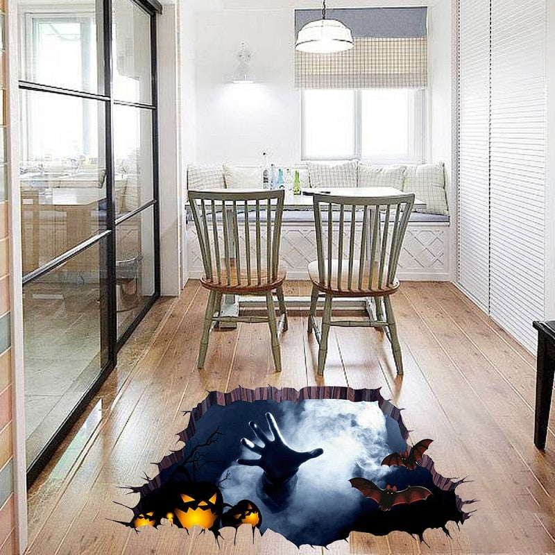 3D Halloween Broken Wall Sticker for Spooky Decor