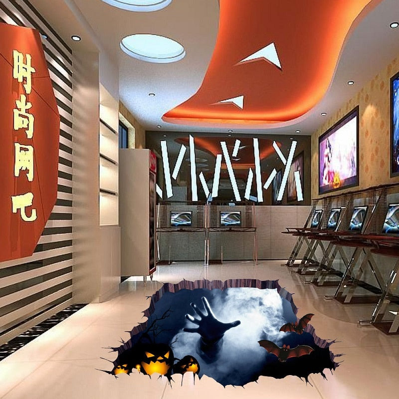 3D Halloween Broken Wall Sticker for Spooky Decor