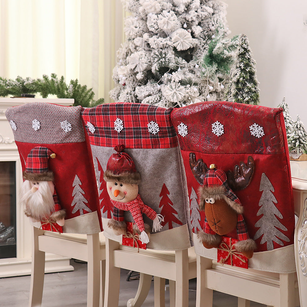 Christmas Chair Covers With 3D Holiday Character Set