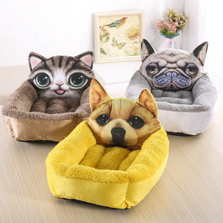 Plush Cartoon Pet Bed for Cozy Indoor Naps & Sleep