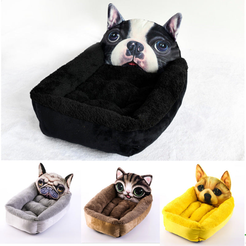 Plush Cartoon Pet Bed for Cozy Indoor Naps & Sleep