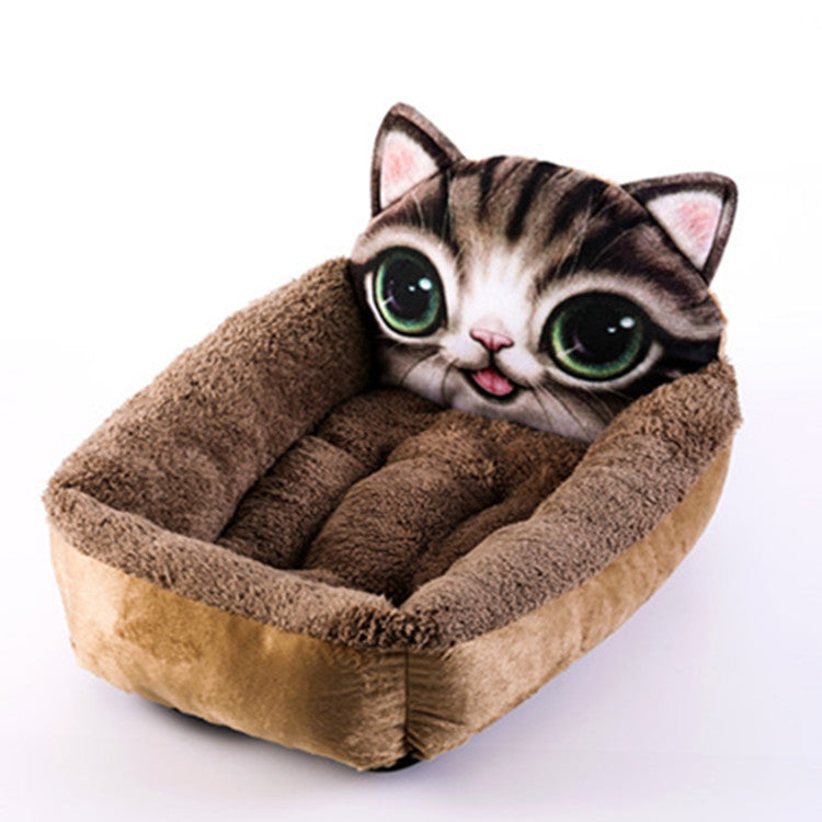 Plush Cartoon Pet Bed for Cozy Indoor Naps & Sleep