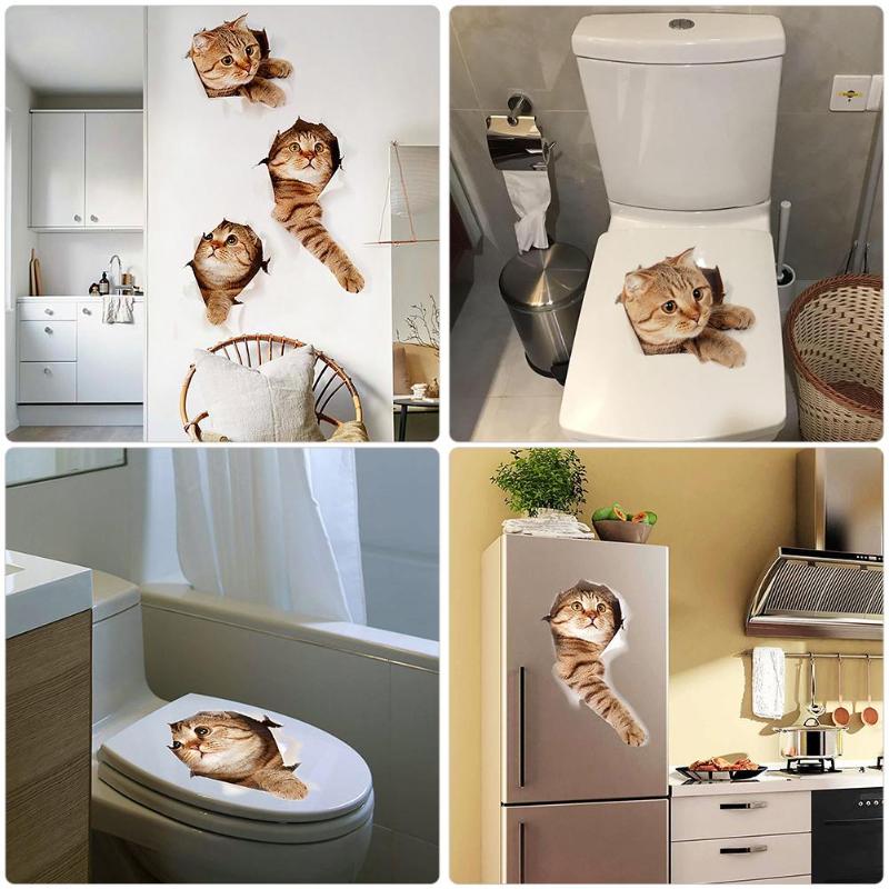 3D Cat Wall Sticker – Removable Trompe L'oeil Decal