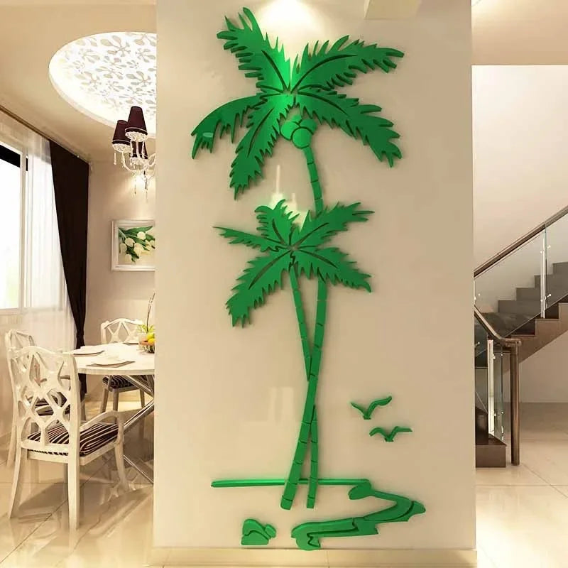 3D Coconut Tree Wall Sticker for Tropical Feature Walls