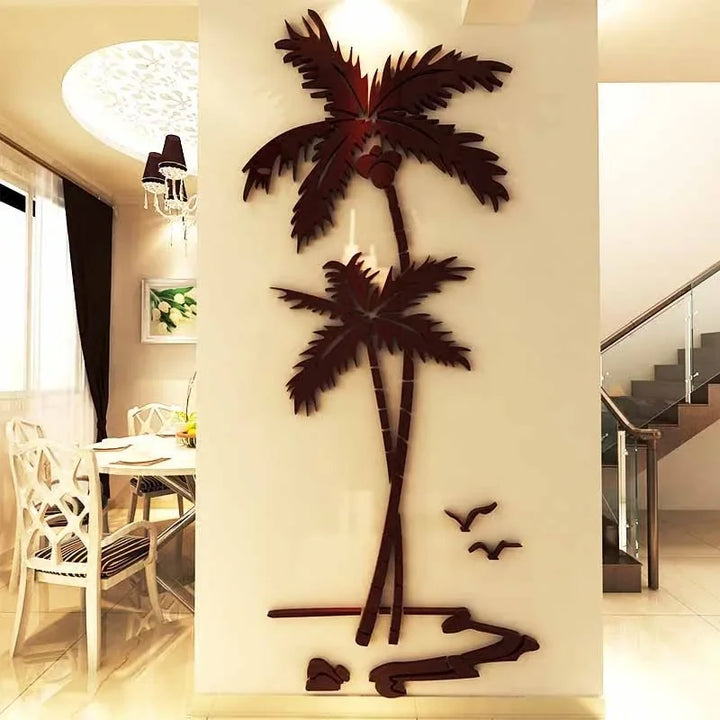 3D Coconut Tree Wall Sticker for Tropical Feature Walls