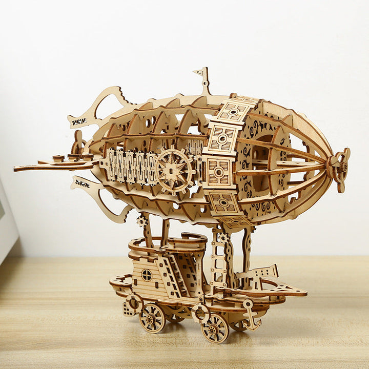 3D Wooden Airship Puzzle for Steampunk Tabletop Decor
