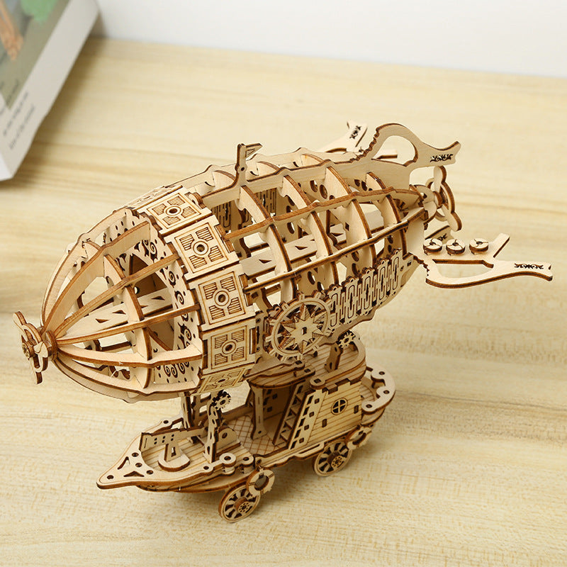 3D Wooden Airship Puzzle for Steampunk Tabletop Decor
