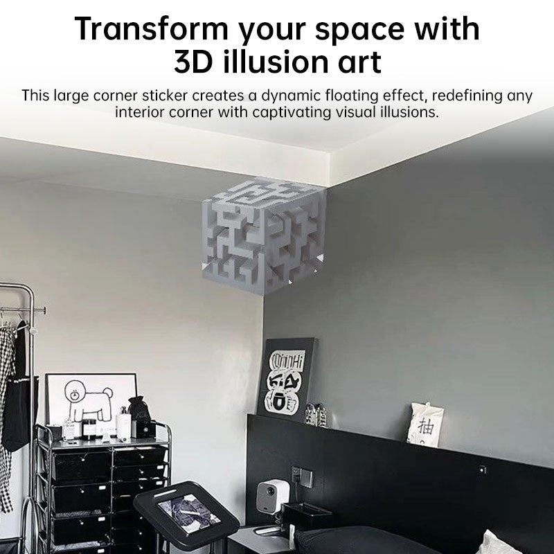 3D Corner Wall Sticker for Floating Cube Illusions
