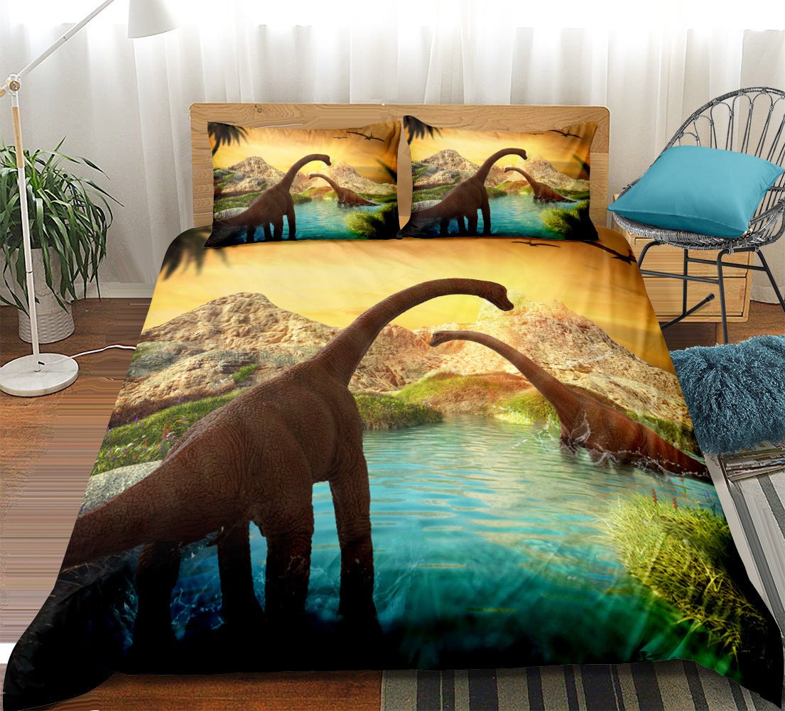3D Dinosaur Bedding Set for an Immersive Jurassic Room