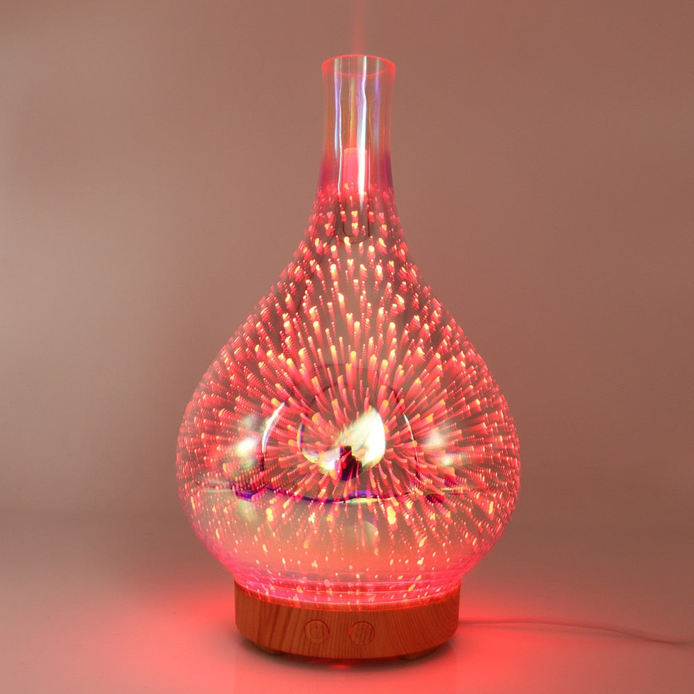 Ultrasonic Humidifier with LED Fireworks Light Glass